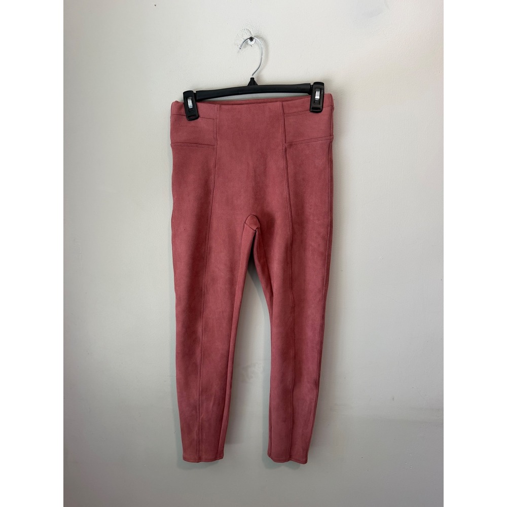 Spanx Faux Suede Leggings Rose Pink High Waisted Skinny Pants Size Small 2346